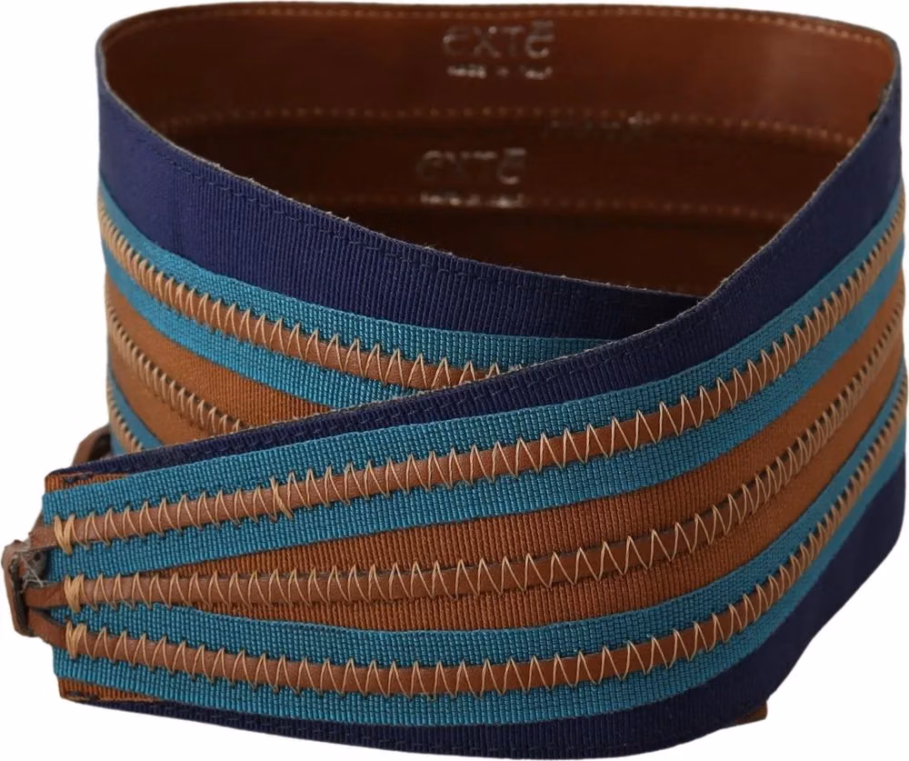 Exte Brown Leather Wide Waistband Tie Fastening Belt