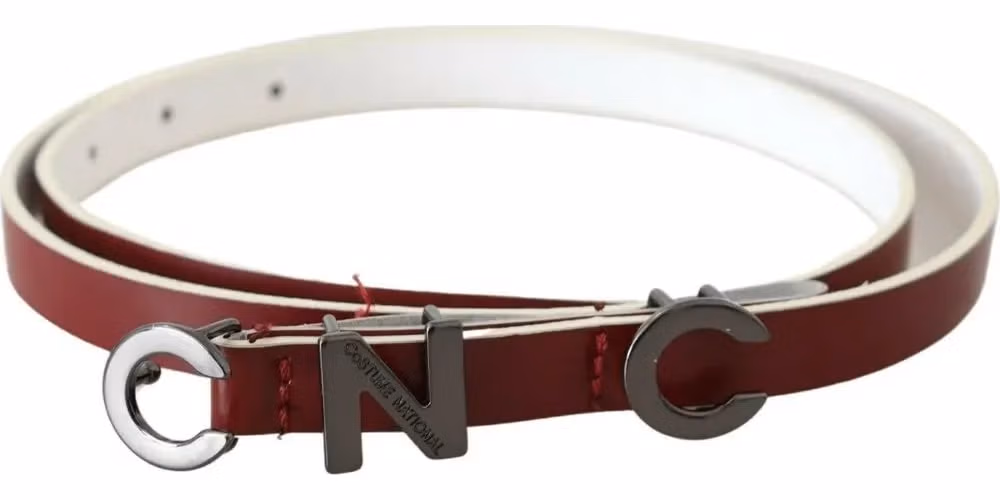 Costume National Maroon Leather Logo Skinny Fashion