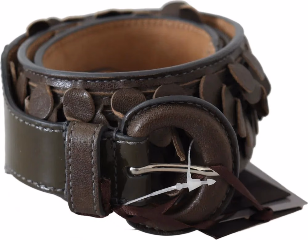 Ermanno Scervino Dark Brown Leather Round Buckle Waist Belt