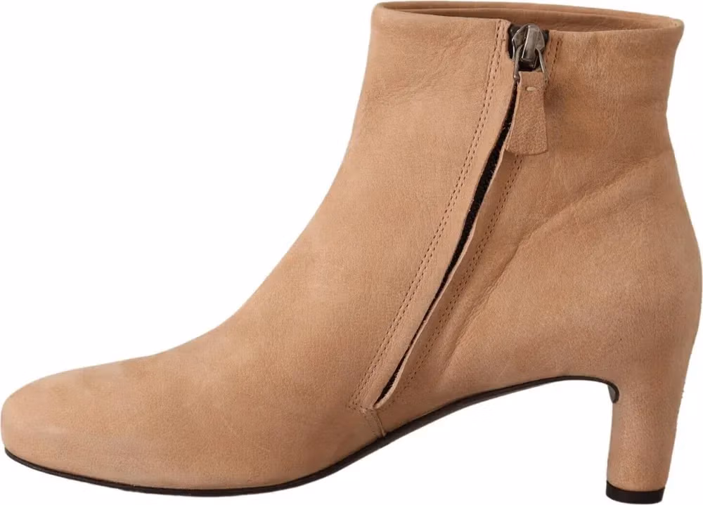 DEL CARLO Beige Suede Leather Mid Heels Pumps Boots Shoes