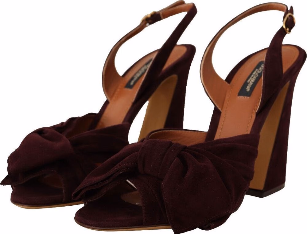 Dolce & Gabbana Dark Purple Suede Ankle Strap Sandals Shoes
