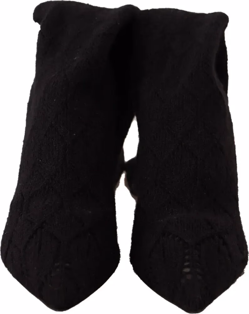 Dolce & Gabbana Black Stretch Socks Knee High Booties Shoes