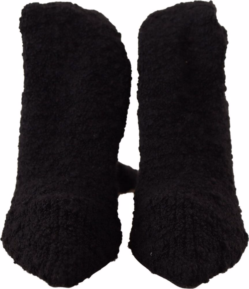 Dolce & Gabbana Black Stretch Socks Knee High Booties Shoes