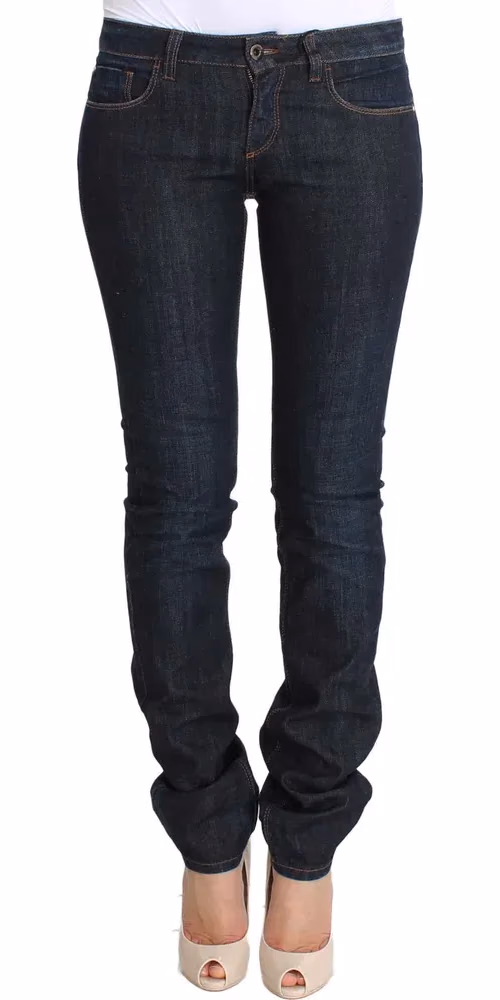 Costume National Blue Cotton Stretch Slim Fit Jeans