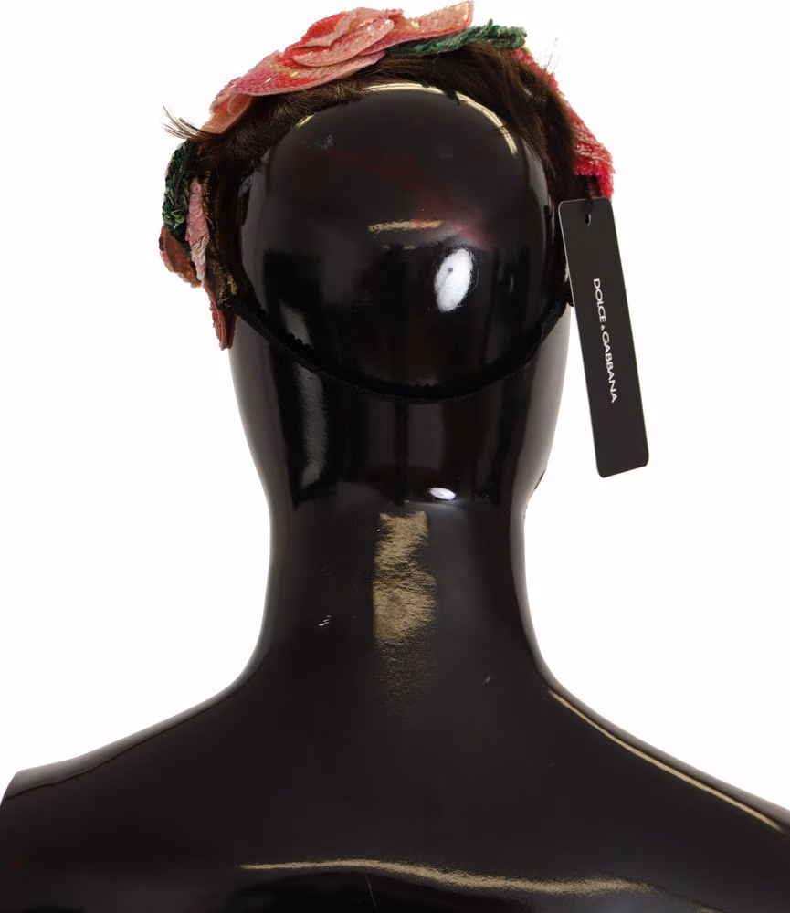 Dolce & Gabbana Multicolor Sequined Lurex Black Hair Headband