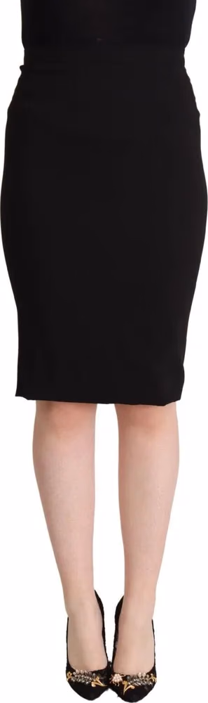 Dolce & Gabbana Black High Waist Knee Length Pencil Cut Skirt