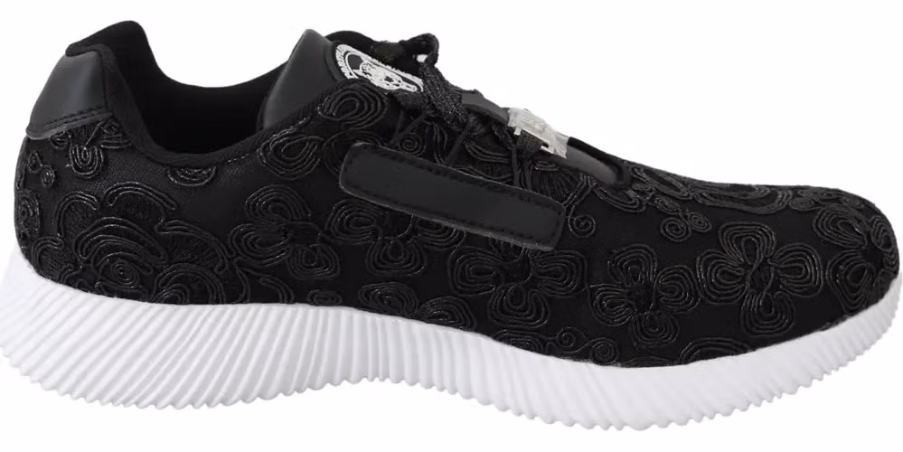 Plein Sport Black Polyester Runner Joice Sneakers Shoes