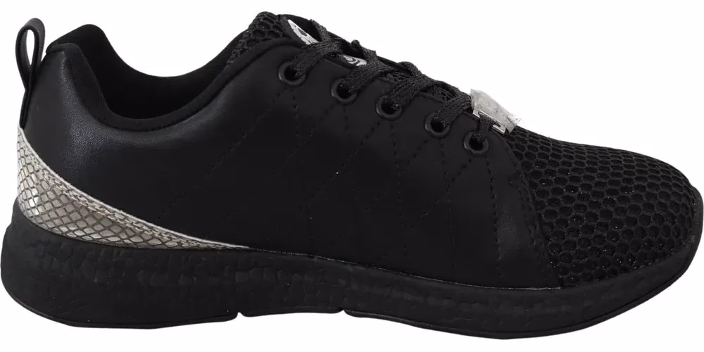Plein Sport Black Polyester Runner Gisella Sneakers Shoes