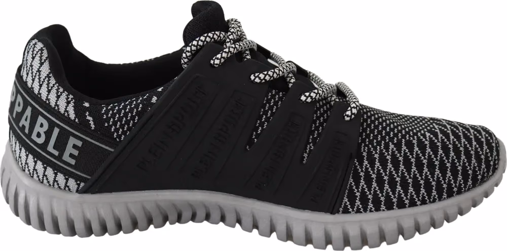 Plein Sport Black Polyester Runner Mason Sneakers Shoes