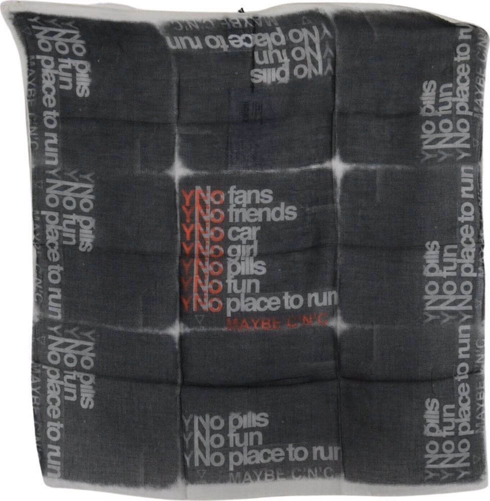 Costume National Dark Gray Wool Foulard Branded Scarf
