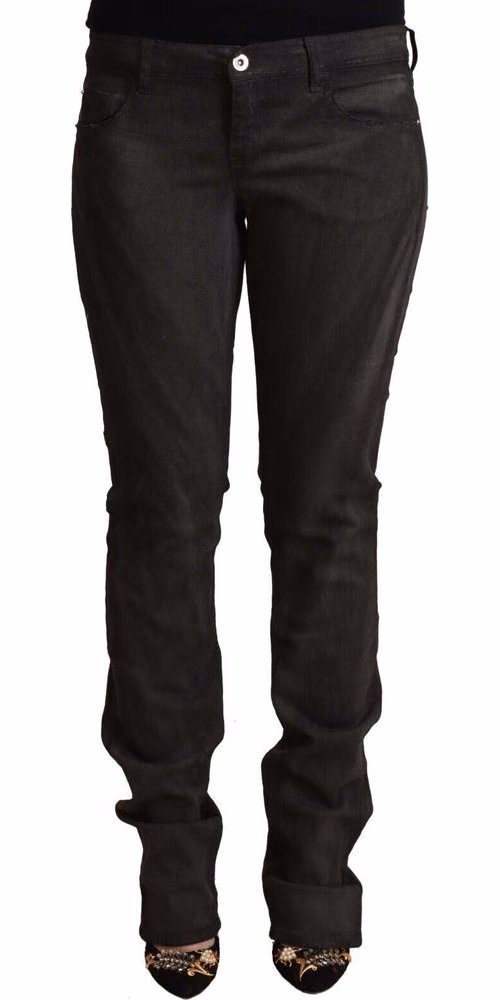 Costume National Black Cotton Mid Waist Skinny Pants