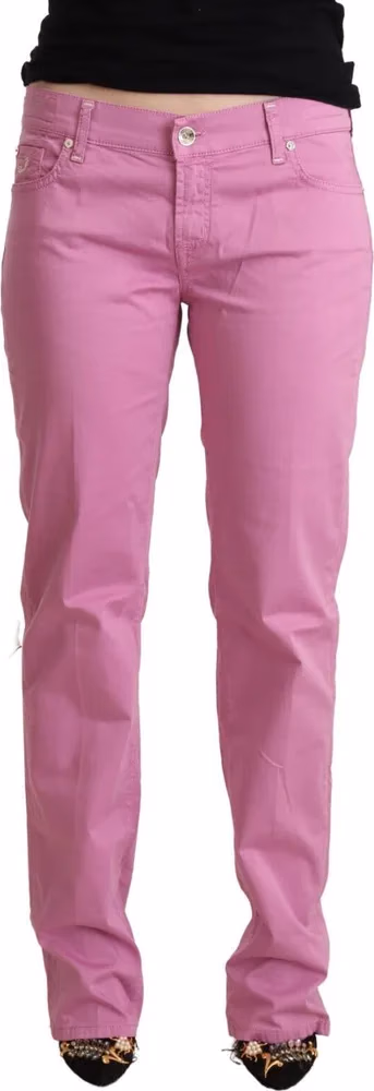 Jacob Cohen Pink Cotton Low Waist Denim Tapered Jeans