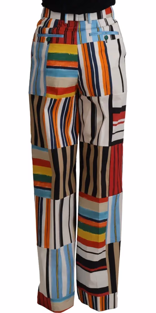 Dolce & Gabbana Multicolor Striped High Waist Cotton Pants