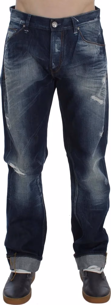 Acht Blue Wash Cotton Denim Regular Fit Jeans