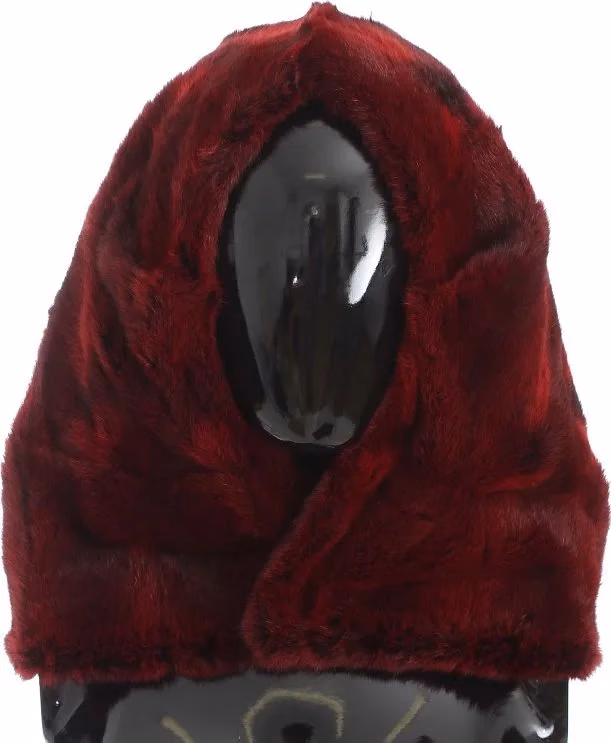 Dolce & Gabbana Bordeaux Hamster Fur Crochet Hood Scarf Hat