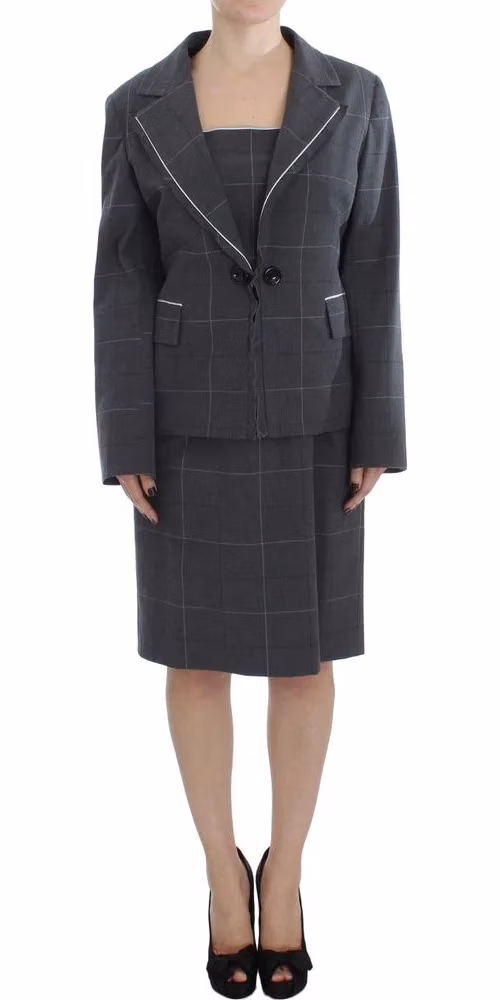 BENCIVENGA Gray Stretch Sheath Dress Suit Set