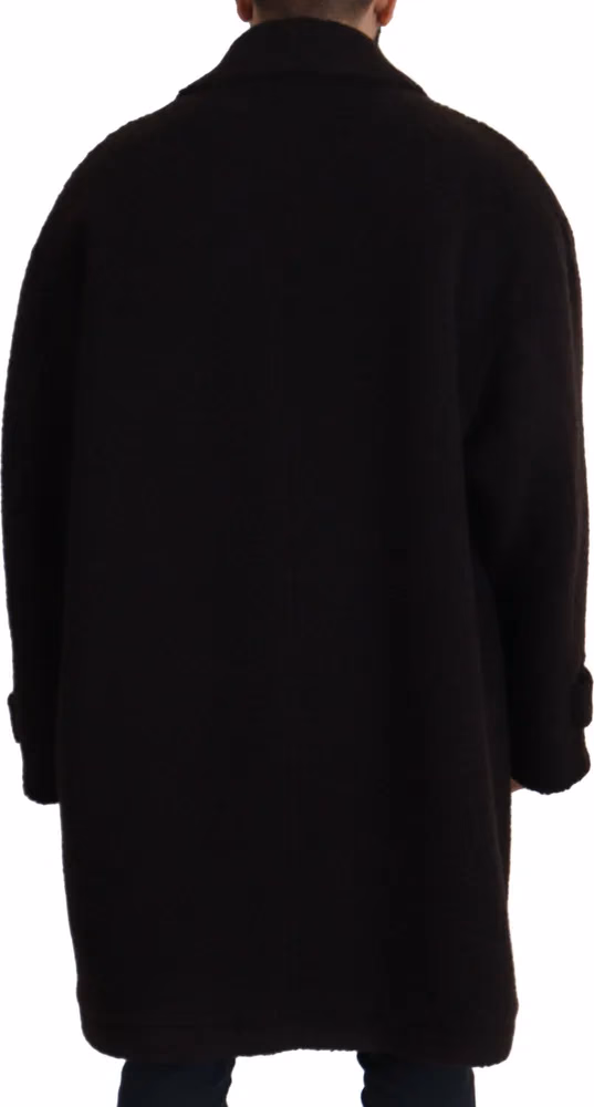 Dolce & Gabbana Black Alpaca Button Down Trench Coat Jacket