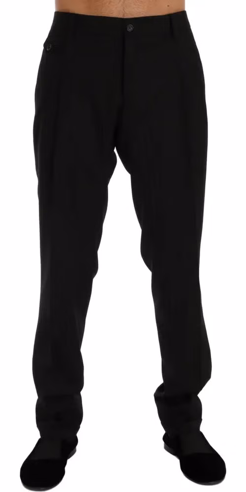 Dolce & Gabbana Black Striped Wool Stretch Pants