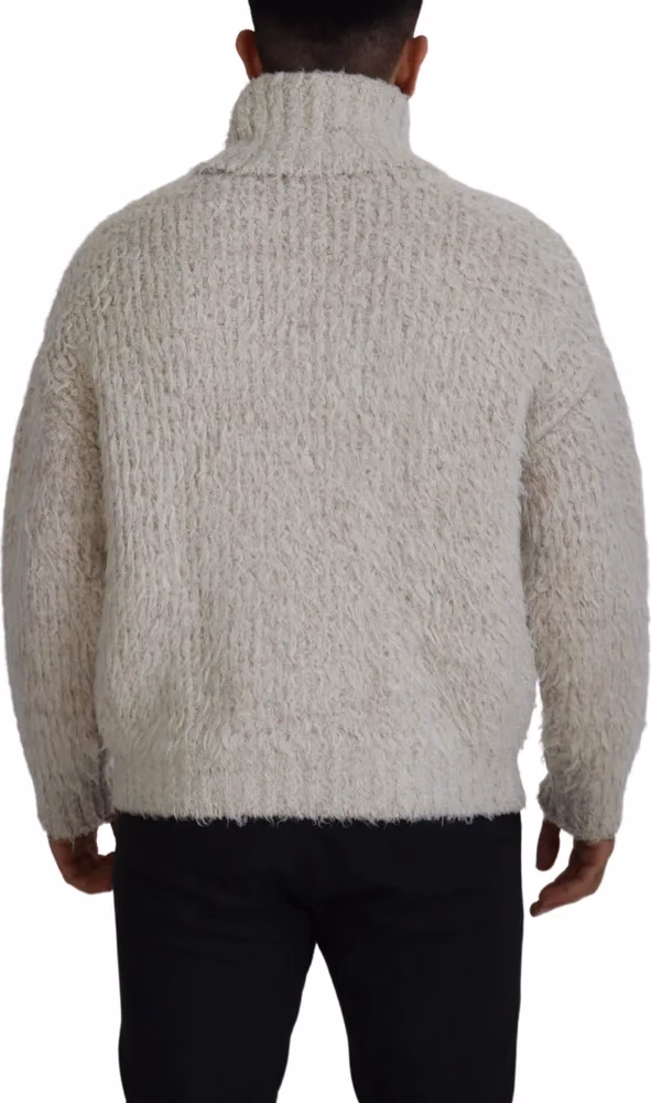 Dolce & Gabbana Cream Wool Knit Turtleneck Pullover Sweater
