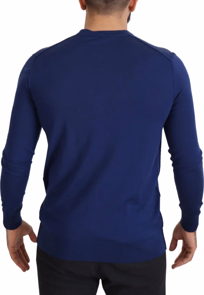 Dolce & Gabbana Blue Wool V-neck Button Down Cardigan Sweater