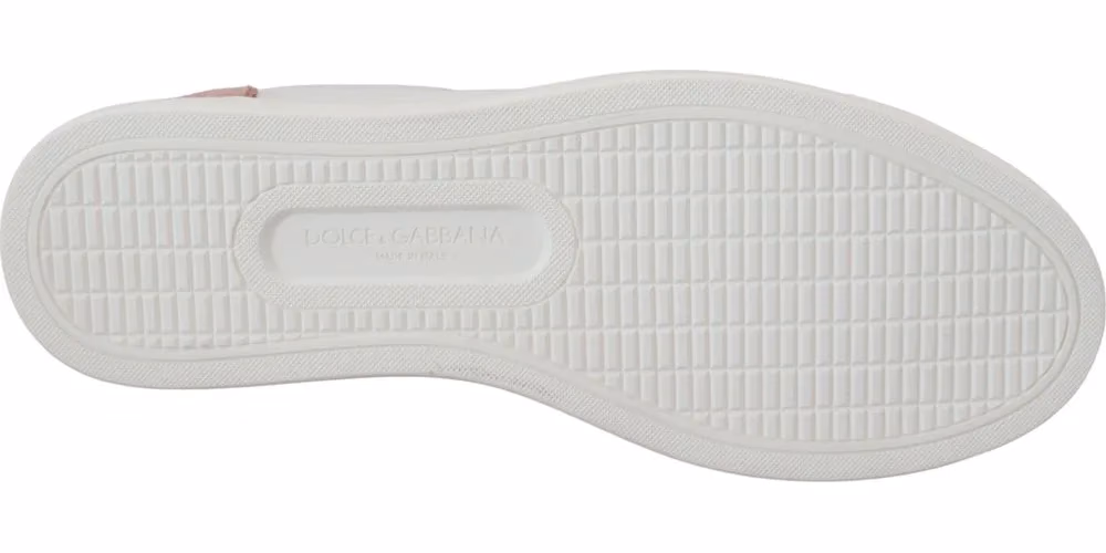 Dolce & Gabbana White Pink Leather Low Top Sneakers Shoes