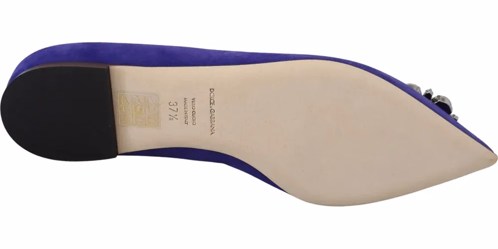 Dolce & Gabbana Purple Suede Crystals Loafers Flats Shoes