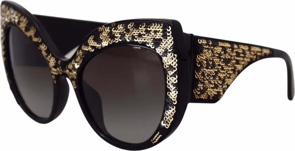 Dolce & Gabbana Black Gold Sequin Butterfly Polarized DG4326 Sunglasses