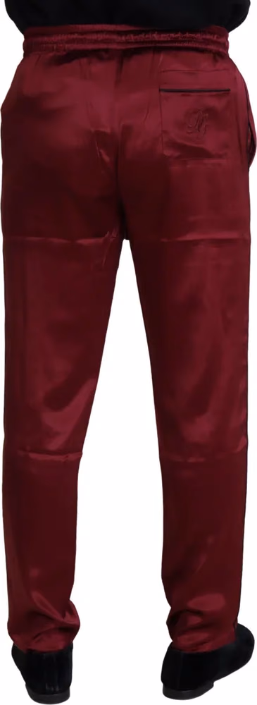 Dolce & Gabbana Bordeaux Silk DG Sleep Lounge Pants