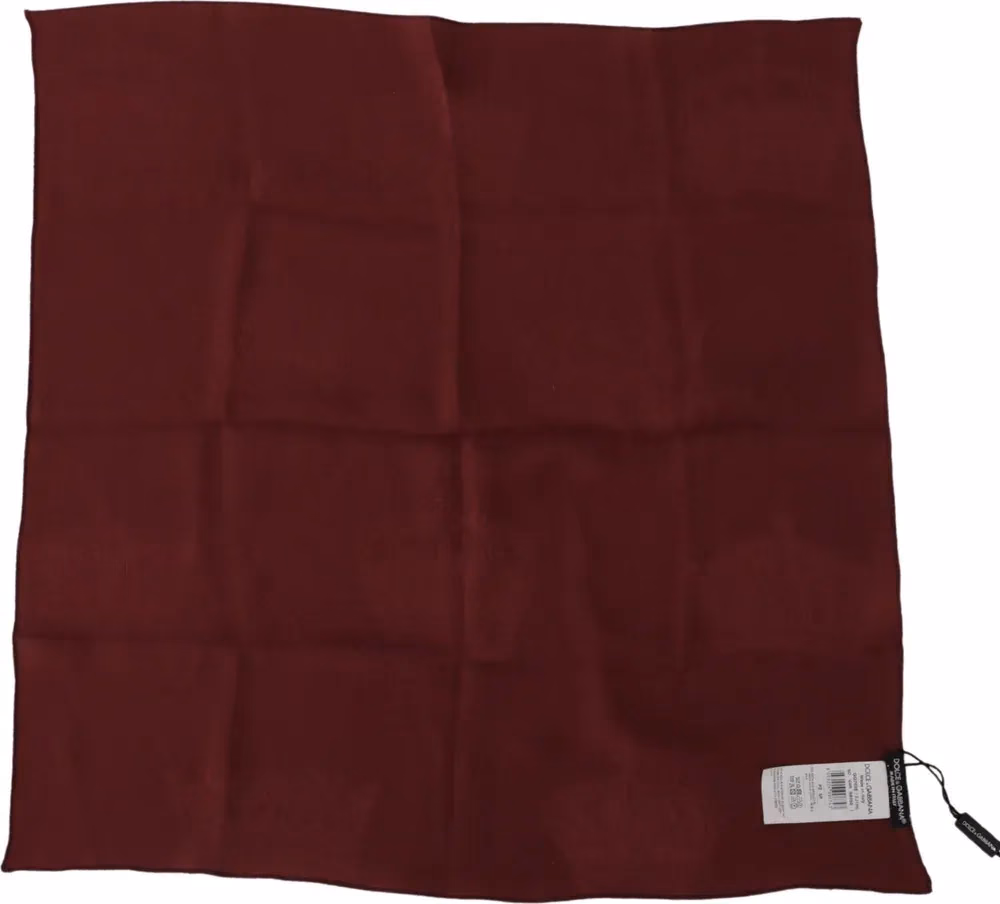 Dolce & Gabbana Maroon Silk Crown Square Wrap Handkerchief Scarf