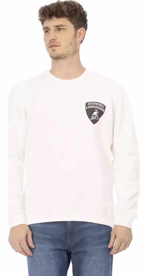 Automobili Lamborghini White Cotton Men's Sweater