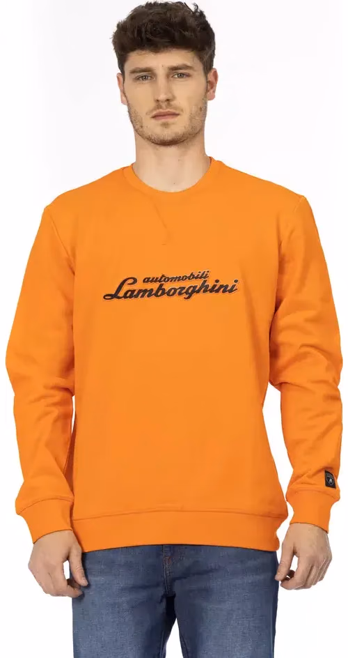 Automobili Lamborghini Orange Cotton Men's Sweater