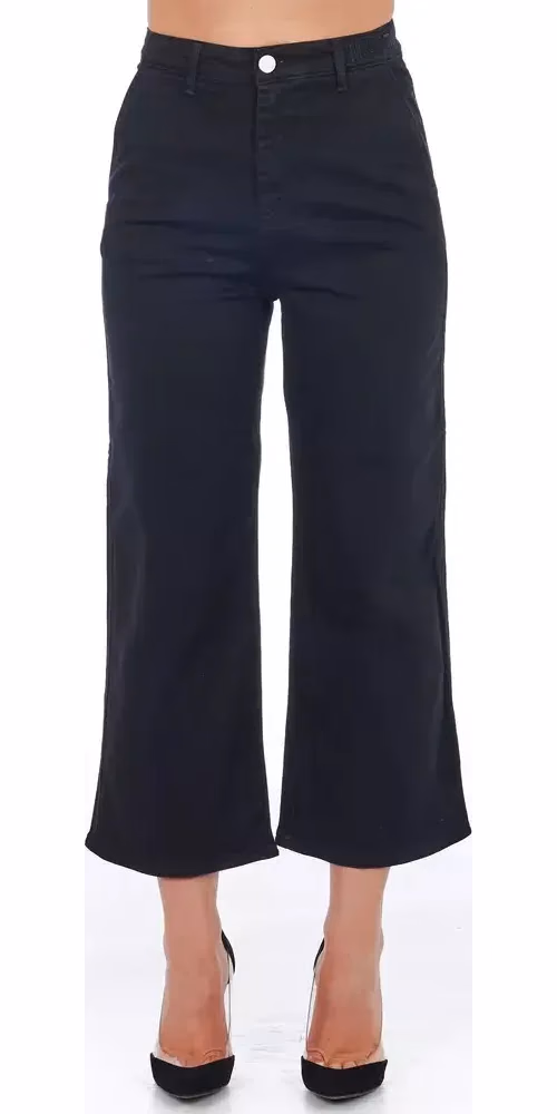 Frankie Morello Black Cotton Women Cropped Trouser