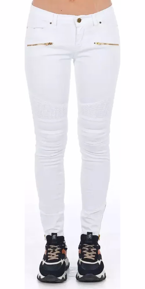 Frankie Morello White Cotton Women Jeans