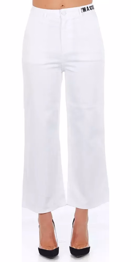 Frankie Morello White Cotton Women Cropped Trouser