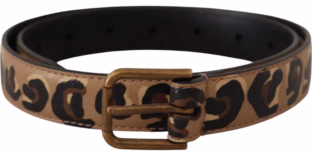 Dolce & Gabbana Brown Leopard Print Vintage Metal Waist Buckle Belt