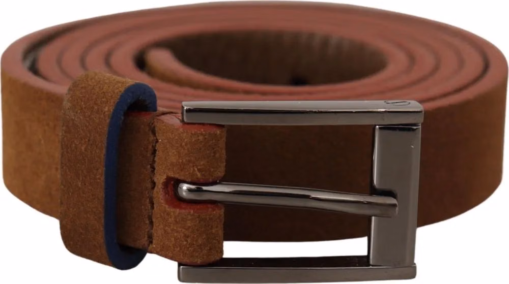 Dolce & Gabbana Brown Logo Engraved Metal Waist Buckle Belt