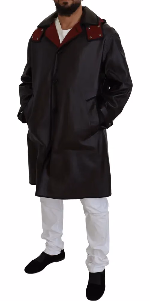 Dolce & Gabbana Black Trench Hooded Parka Cotton Jacket