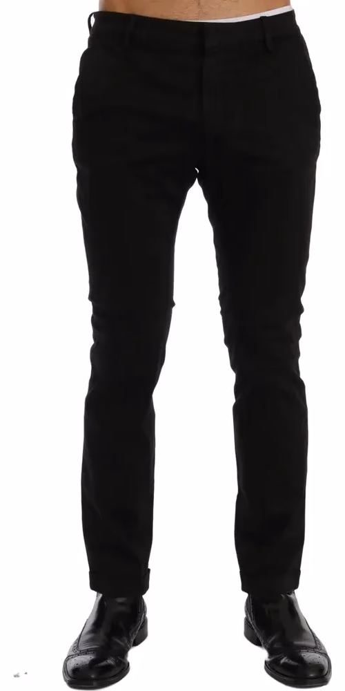 Costume National Black Slim Fit Cotton Stretch Pants