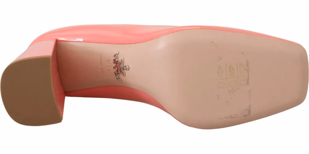 Prada Pink Patent Leather Block Heels Pumps Classic
