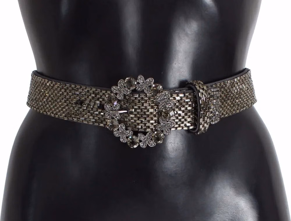 Dolce & Gabbana Multicolor Wide Crystal Buckle Sequined Belt