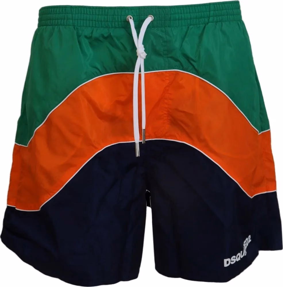 Dsquared² Multicolor Logo Print Men Beachwear Swimwear Short