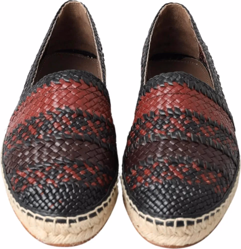 Dolce & Gabbana Black Bordeaux Buffalo Leather Espadrille Shoes