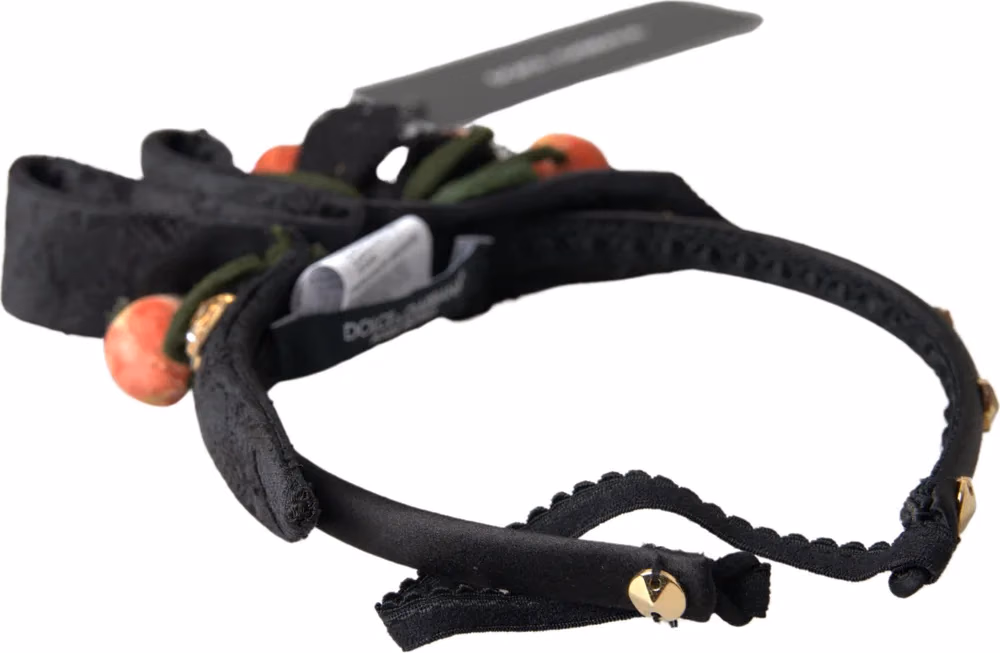 Dolce & Gabbana Black with multicolor Fig Fruit Crystal Tiara Diadem Headband