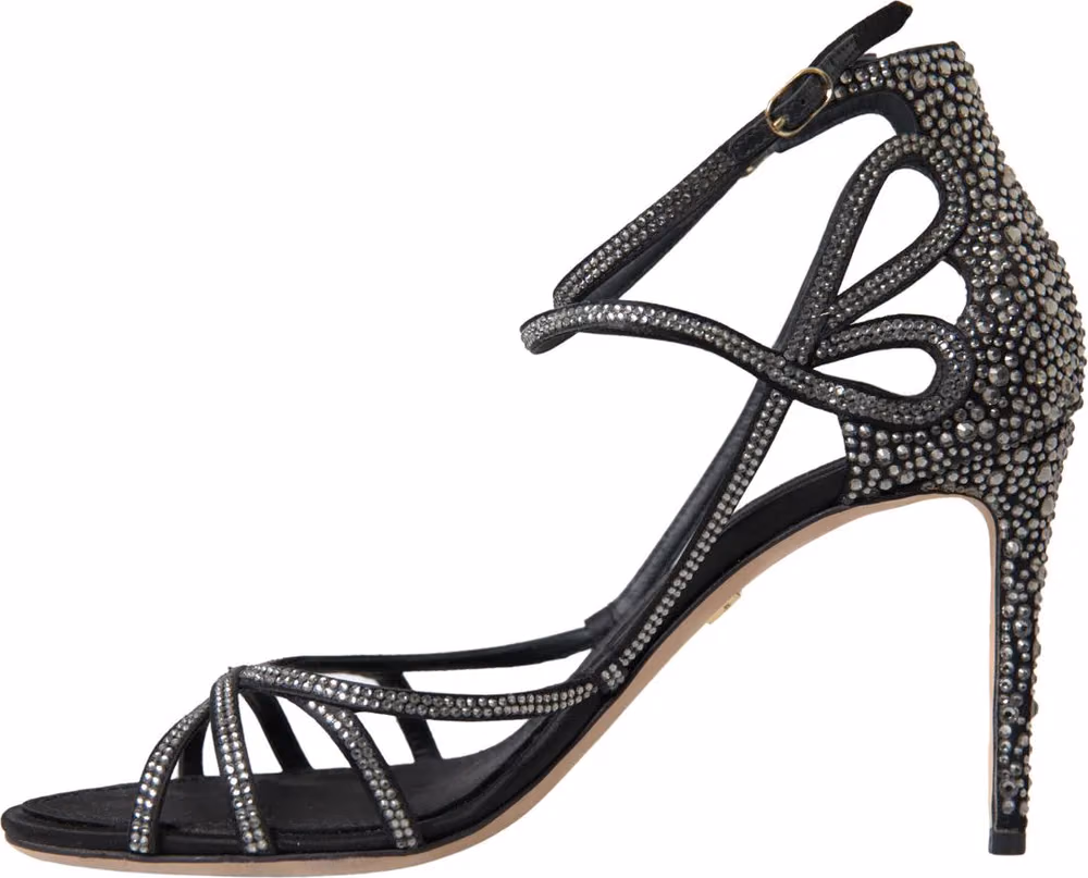 Dolce & Gabbana Rhinestone Stiletto Sandal Satin Shoes
