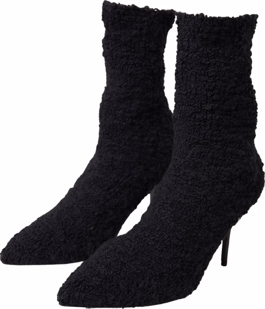 Dolce & Gabbana Black Stiletto Heels Mid Calf Boots
