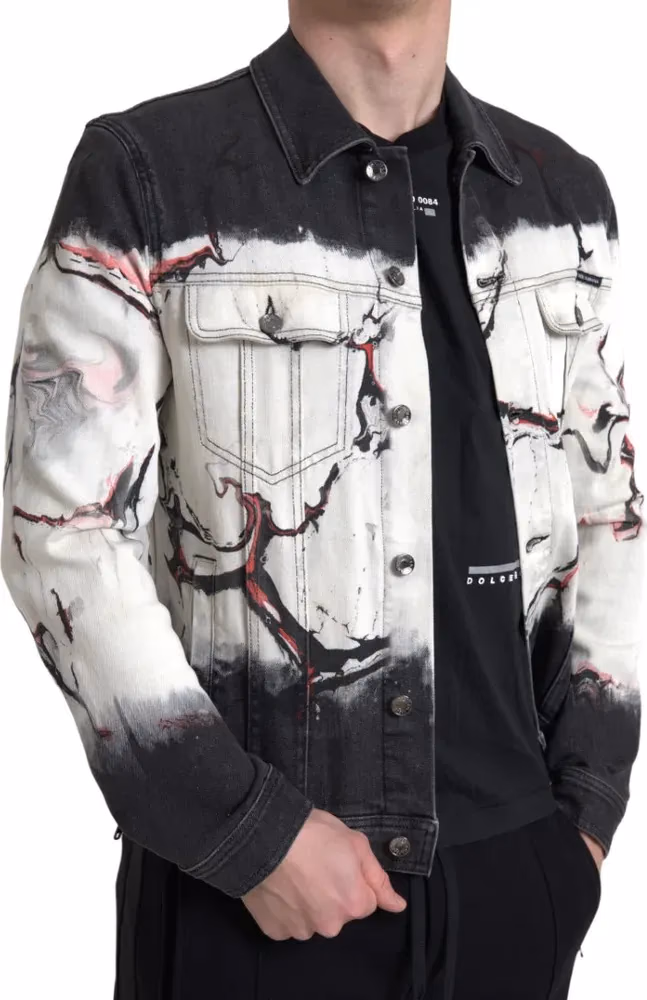 Dolce & Gabbana Multicolor Cotton Collared Denim Jacket