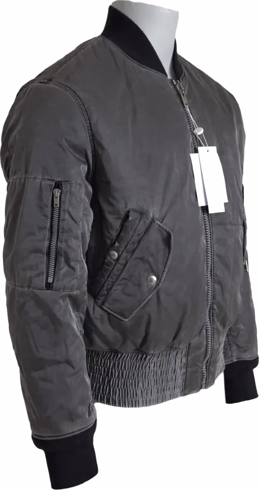 MM6 Maison Margiela Gray Bomber Zipper Pocket Sleeves Jacket