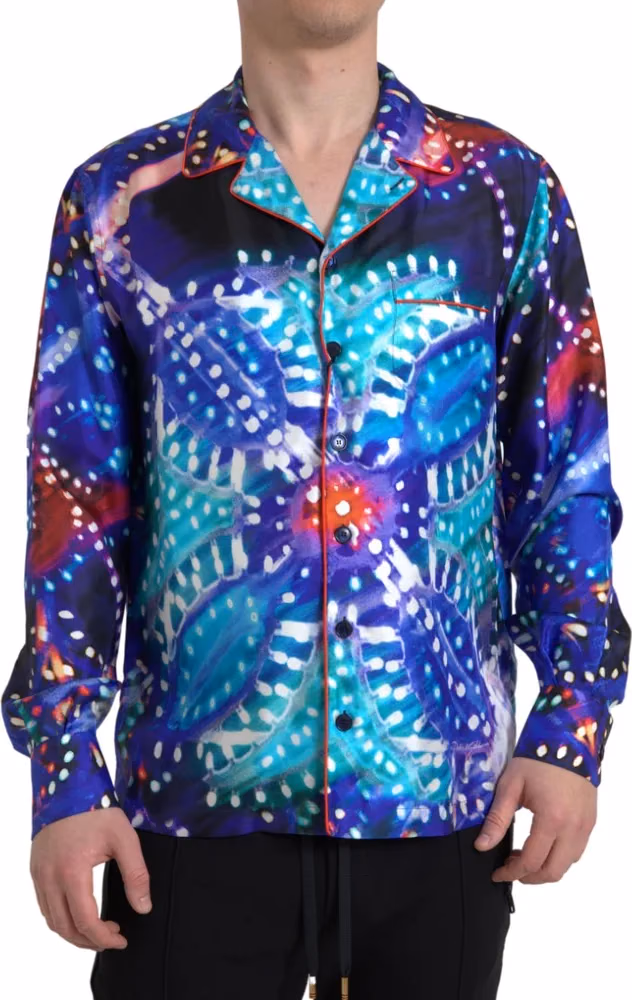 Dolce & Gabbana Multicolor Silk Psychedelic Print Men Pajama Shirt