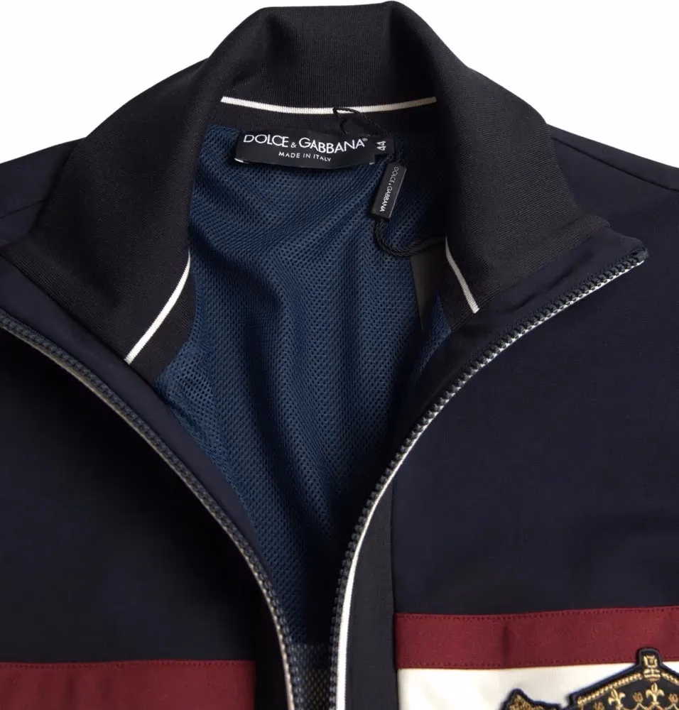 Dolce & Gabbana Blue Cardigan Heraldic Full Zip Sweater