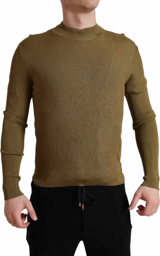 Dolce & Gabbana Army Green Viscose Crewneck Pullover Sweater